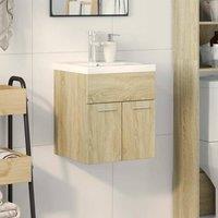 Berkfield Home Durable 2 Piece Bathroom Furniture Set Sonoma Oak Engineered Wood in Light Brown