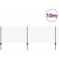 Berkfield Home Modern Chain Link Fence with 10 U Posts Grey 0.8x10 m Steel