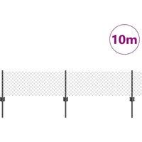 Berkfield Home Practical Chain Link Fence with 10 U Posts Grey 0.4x10 m Steel