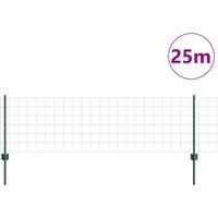 Berkfield Home Green Euro Fence with 11 U Posts Green 0, 6x25 m Steel