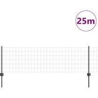 Berkfield Home Durable Euro Fence with 11 U Posts Grey 0, 6x25 m Steel