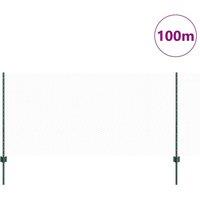 Berkfield Home Green Fence Posts 11 pcs U-Channel Green 100 cm Steel, Hexagon Fe