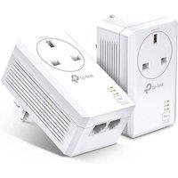 Green Feathers TP Link Powerline adapter with Pass through power AV1000 Gigabit LAN in White