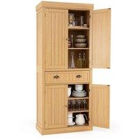 Costway Tall Kitchen Cupboard Wooden Buffet Pantry Storage Cabinet w/ Drawer in Natural
