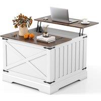 Costway Lift Top Coffee Table 80CM Square Center Table w/Storage Compartment in Brown