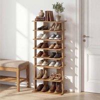 Costway 7-Tier Shoe Rack Wooden Shoe Shelf Storage Stand Shoes Organiser Unit in Natural