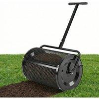 Costway Compost Spreader Peat Moss Spreader Roller w/Height-adjustable Handle in Black