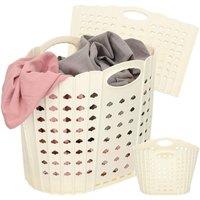 Havendro White Collapsible Plastic Laundry Basket Foldable Pop Up in Cream