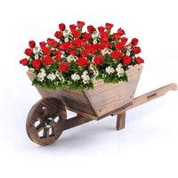 Havendro Natural Garden Wood Construction Burnt Wooden Wheelbarrow