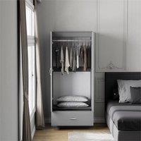 Nordara grey Wooden 2 Door Wardrobe with Drawer Bedroom Storage Cabinet