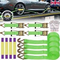 Ventryn 4x Car Van Truck Wheel Ratchet Tie Down Strap Trailer Transport in Green