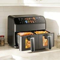 Ventryn 10L Dual Zone Digital Air Fryer Oven Oil Free Low Fat Large Capacity in Black