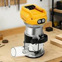 Ventryn Cordless Compact Wood Router with 6 Speeds for DeWalt 18V 20V Battery in Yellow