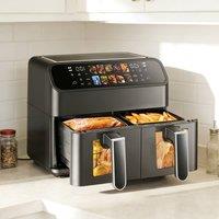 Ventryn 10L Dual Zone Digital Air Fryer Oven Oil Free Low Fat Cooking in Black