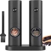 EONLION 2x Electric Salt Pepper Grinder LED Adjustable Mill in Black