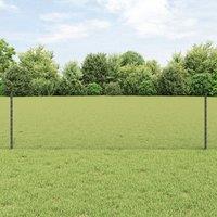 Berkfield Home Fence Posts 11 pcs U-Channel Grey 60 cm Steel, Hexagon Fence Grey 0.6x50 m Steel