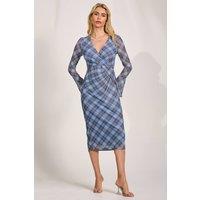 Jolie Moi Women's Long Sleeve Mesh Bodycon Dress in Blue | Size: 16