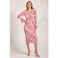 Jolie Moi Women's Long Sleeve Mesh Bodycon Dress in Light Pink | Size: 12