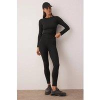 WOVCOR Women's Mesh Panel Full-Length High-Rise Sports Leggings in Black | Size: Large