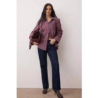 WOVCOR Women's Women's Oversized Checked Button-Up Shirt with Wide Cuffs | Size: 12