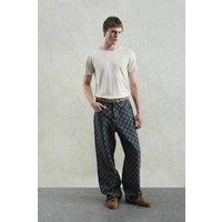 Giesto Men's Baggy Fit Printed Denim Jeans in Navy | Size: 2XL