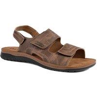 Pavers Men's Touch Fasten Casual Sandals with Flat Heels in Brown | Size: 10