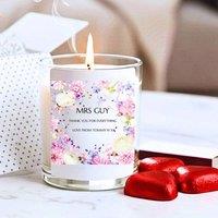 Aye Do Gifts Women's Personalised Floral Thank You Candle Gift Set in White