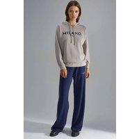 Hiccup Women's Modal Touch Hooded Embroidered Long Wide Leg Two-Piece Co-ord Set in Navy | Size: Large