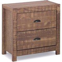 Amani Denver Solid Pine Nightstand Walnut Bedside Table with Cup Handles | Size: 1 Pack