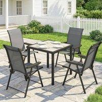 OUTSUNNY 5 Pieces Outdoor Dining Set, Garden Dining Set for 4 in Grey | Size: 80 cm x 80 cm