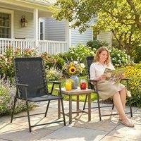 OUTSUNNY Folding Garden Chairs, Outdoor Chairs Set in Black