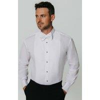 Dobell Men's White Marcella Front Slim Fit Wing Collar Dress Shirt | Size: 16.5 in