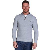 Raging Bull Men's Classic Ribbed Quarter Zip Knit in Grey | Size: Medium