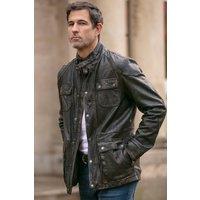 Ashwood Leather Men's 'AMJ-5' Real Leather Safari Jacket in Chocolate | Size: Large