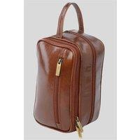 Ashwood Leather Men's 'Viaggio' Real Leather Toiletry Washbag in Light Brown