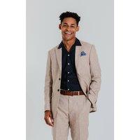 Dobell Men's Sand Linen Suit Jacket in Brown | Size: 42L