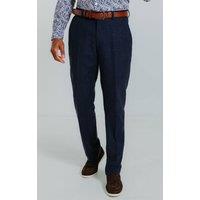 Dobell Men's Navy Linen Suit Trousers | Size: 44S