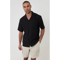 threadbare Men's Relaxed Fit Linen Blend Short Sleeve Shirt in Black | Size: Small