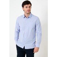 Saltwell Men's Stripe Peached Cotton Long Sleeve Shirt in Blue | Size: XL