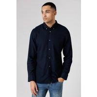 French Connection Men's Linen Blend Long Sleeve Chest Pocket Shirt in Navy | Size: XL