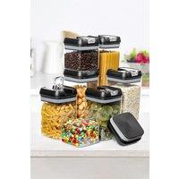 Living and Home 7Pcs Airtight Food Dry Grain Cereal Storage Containers 6.9L with Clasp Lids 0.5*2+0.8*2+1.2*2+1.9L in Black