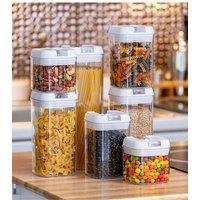 Living and Home 7Pcs Airtight Food Dry Grain Cereal Storage Containers 6.9L with Clasp Lids 0.5*2+0.8*2+1.2*2+1.9L in White