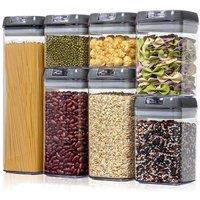 Living and Home 7Pcs Airtight Food Dry Grain Cereal Storage Containers 6.9L with Clasp Lids 0.5*2+0.8*2+1.2*2+1.9L in Grey