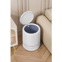 Living and Home 12.3L Round Manual Press Rubbish Bin Dustbin Bagging Trash Can in White