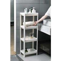 Living and Home 4-Tier Multifunction Plastic Storage Rack Snacks Organizer Shelf for Kitchen or Bathroom in White