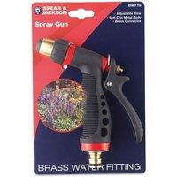 Spear & Jackson 'Watering Spray Gun' Adjustable Flow, Brass Connector in Black