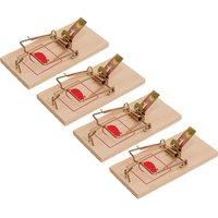 St Helens Home & Garden Wooden Mouse Trap - Pack of 4 in Light Brown