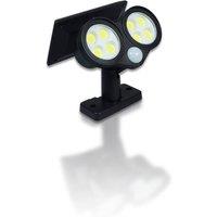 St Helens Twin LED Solar Security Lamp Wall & Floor Mount With Movement Sensor in Black