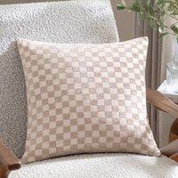 HOEM Larro Chenille Checkerboard Cushion in Natural | Size: 45 cm x 45 cm