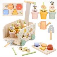 Disney Winnie the Pooh Wooden Garden Pull Along Toy - Shape Sorting Trolley